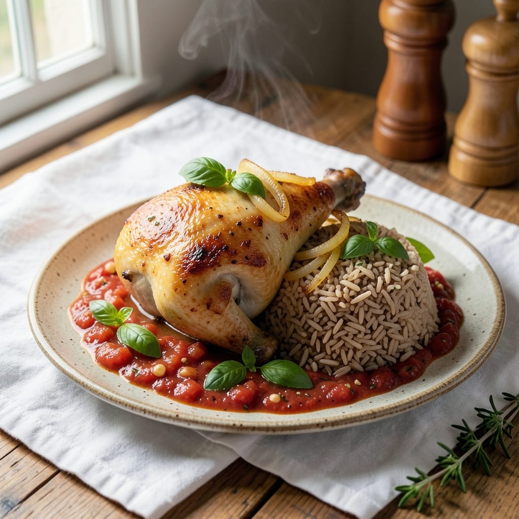 Amazing Chicken and Rice Recipe: Spiced Tomato-Basil One-Pot Harmony