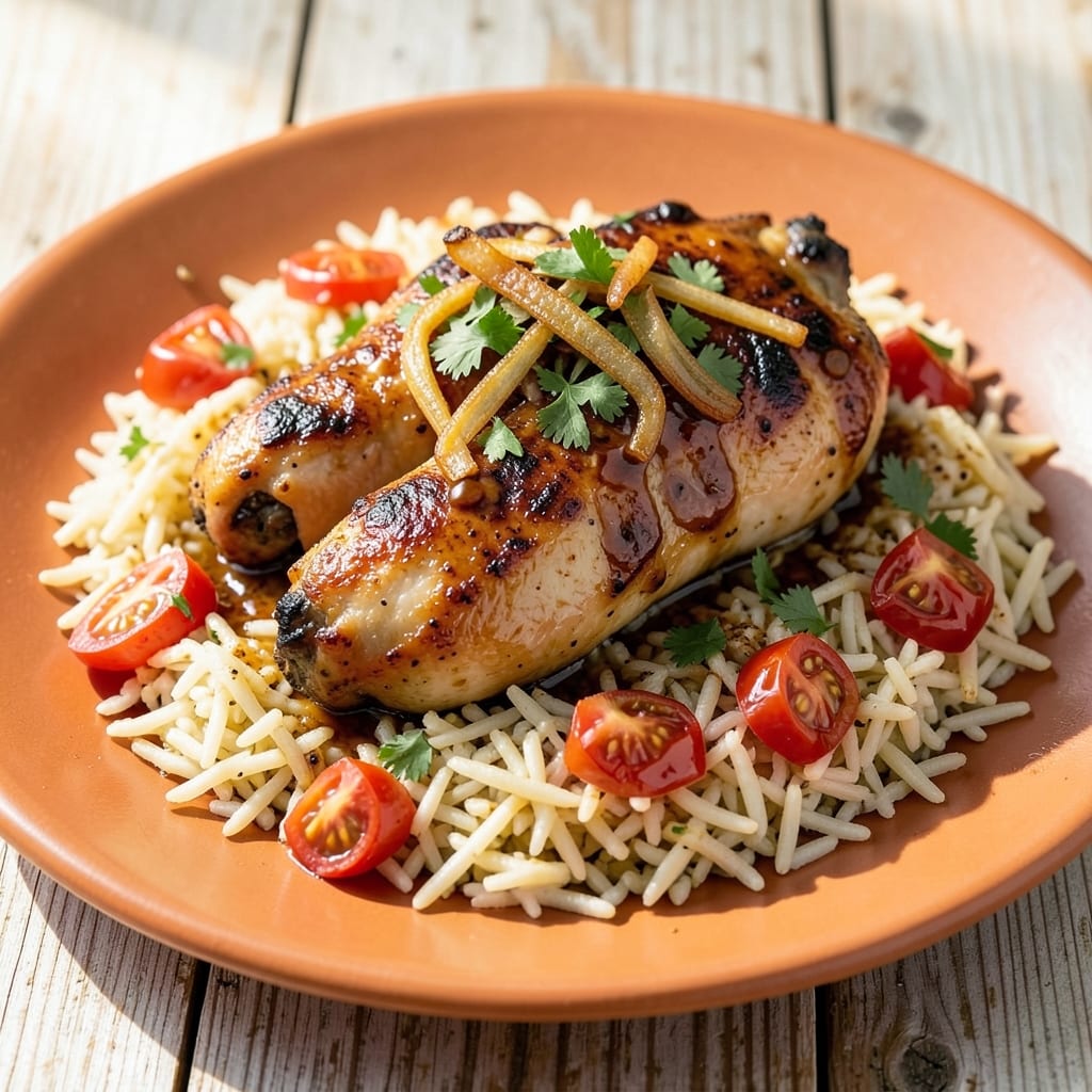 Arab Chicken And Rice Recipe: Spiced Tomato-Basmati Harmony in One Pot