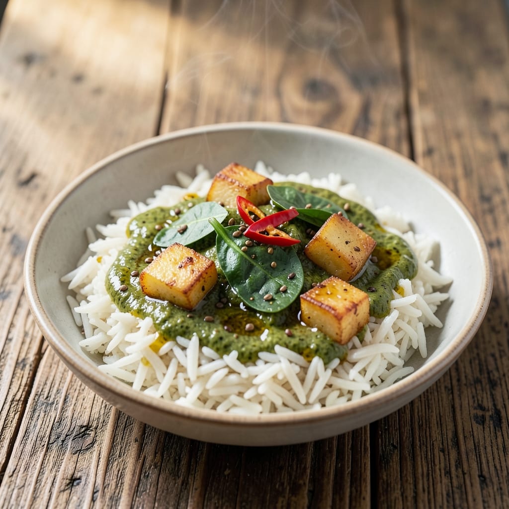 Aloo Palak Rice Recipe: Spiced Greens and Fluffy Basmati Harmony