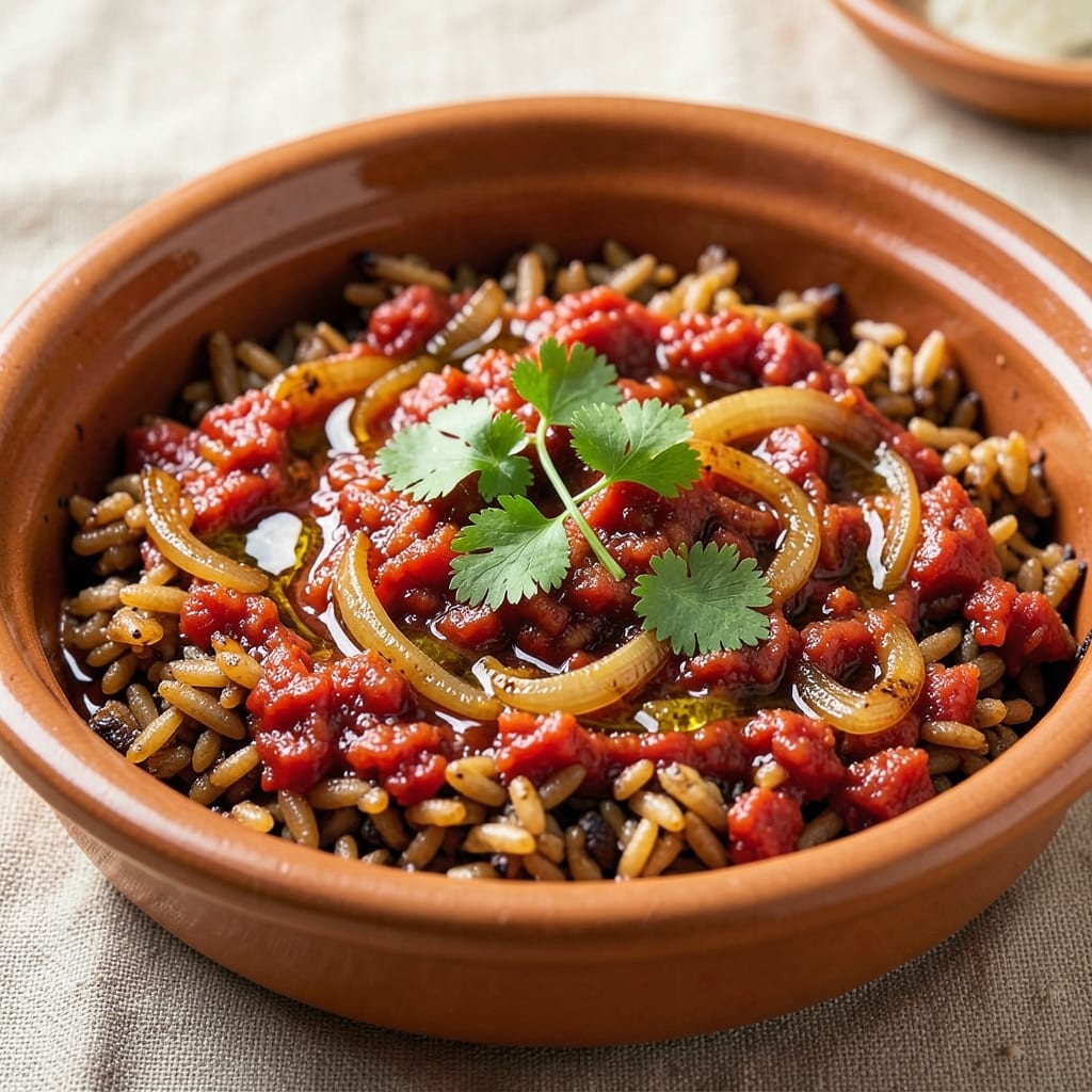 Arabic Red Rice Recipe: Tomato-Spiced Fragrance with Toasted Grain Crunch