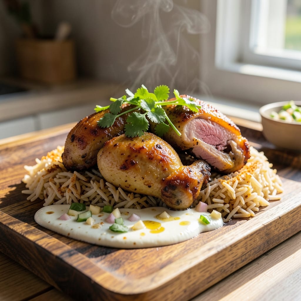 Amba Chicken And Rice Recipe: Tangy Yogurt-Marinated Tender Bites