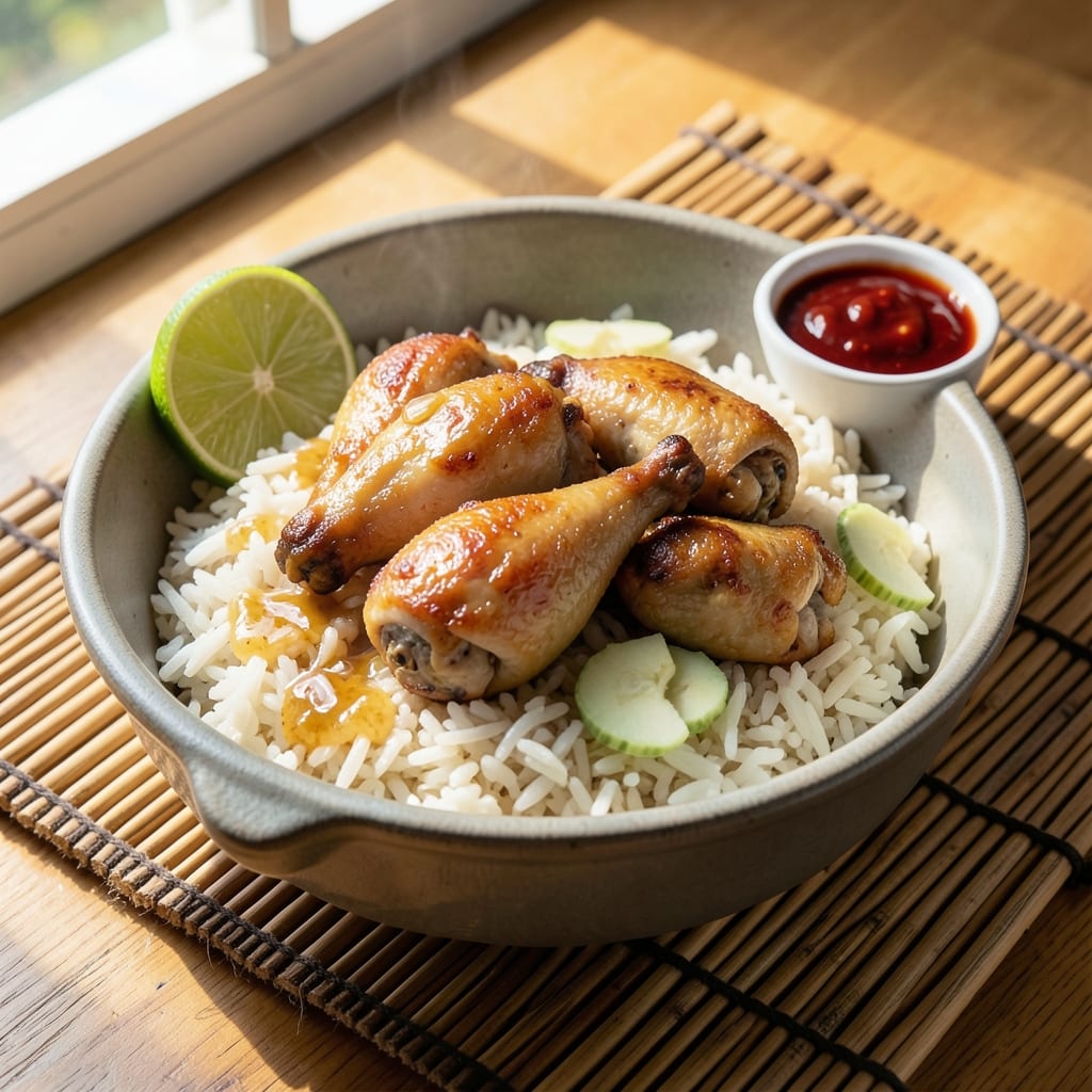 1 Pot Hainanese Chicken Rice Recipe: Fragrant Coconut-Lime Broth Magic