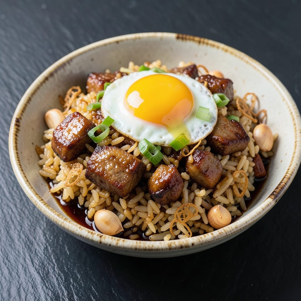 Asian Dirty Rice Recipe: Crispy Noodles and Savory Egg Bites in One Pan