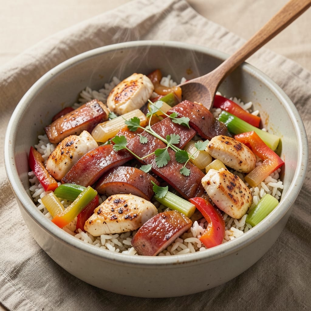 Aroma Rice Cooker Jambalaya Recipe: One-Pot Cajun-Spiced Grain and Sausage Harmony