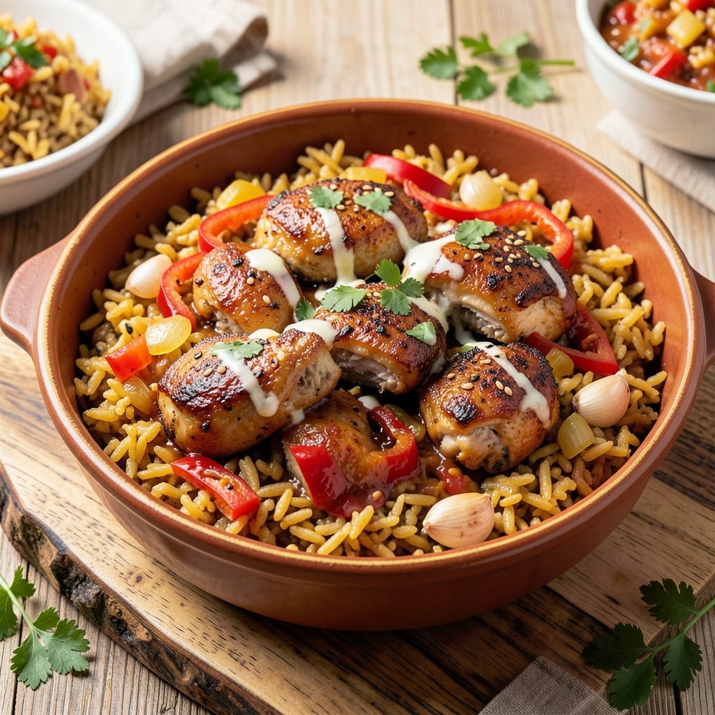African Jollof Rice and Chicken Recipe: Smoky Tomato-Basmati Fusion with Crispy Chicken Bites