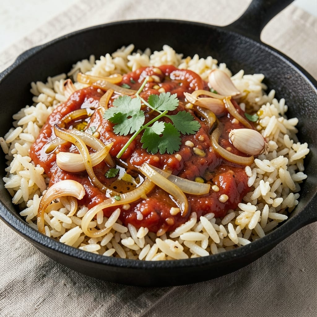 Alton Brown's Spanish Rice Recipe: Tomato-Soaked Aromatics and Perfect Grain Texture