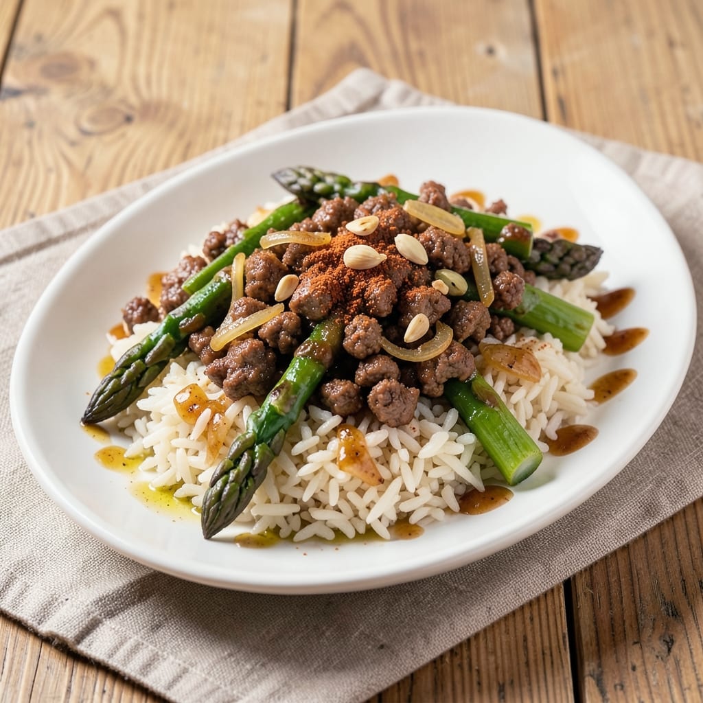 Asparagus Ground Beef Rice Recipe: One-Pan Herb-Infused Heartiness
