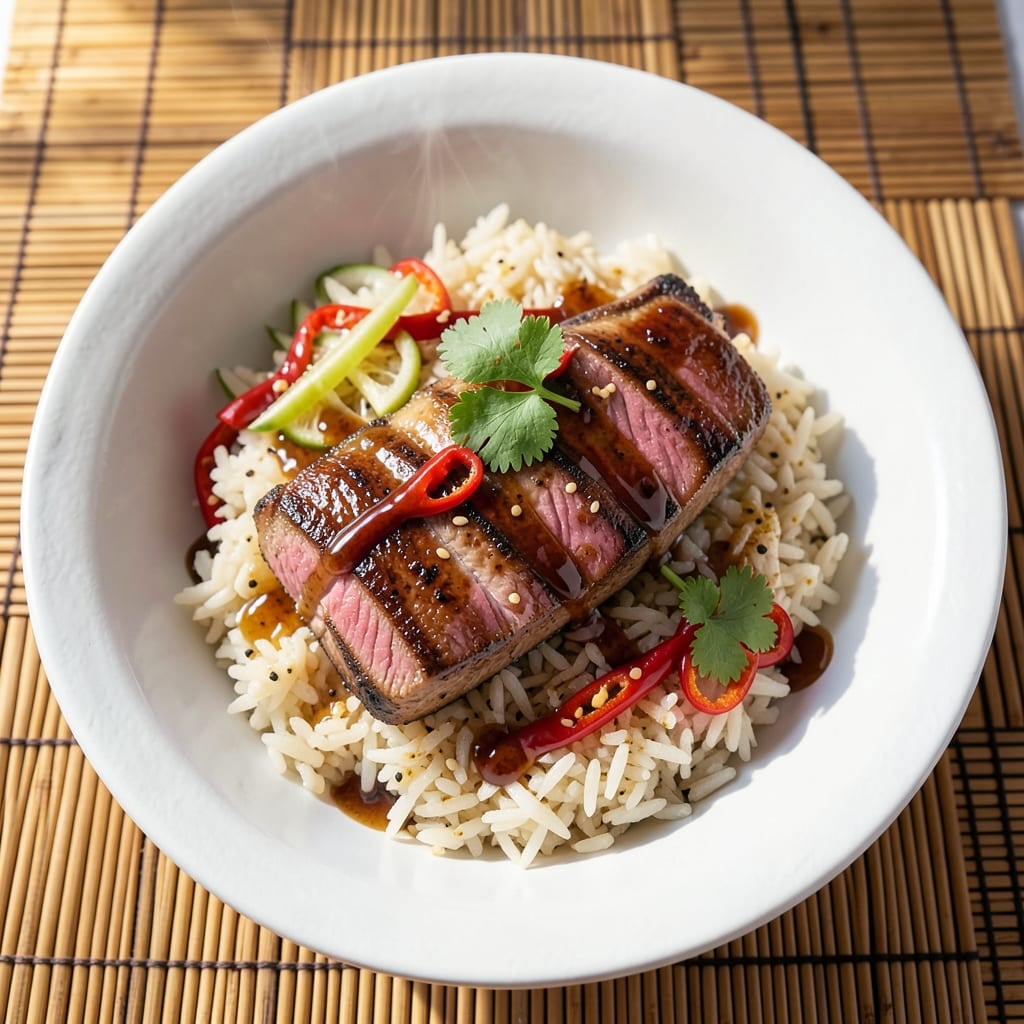 Asian Tuna Steak Recipe With Rice: Sesame-Ginger Crust Meets Fluffy Jasmine Basmati
