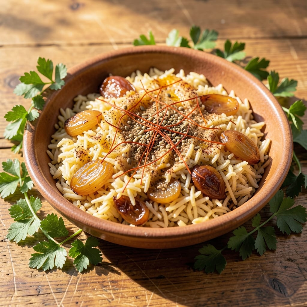 Arabic Oriental Rice Recipe: Fragrant Saffron and Toasted Spice Fusion