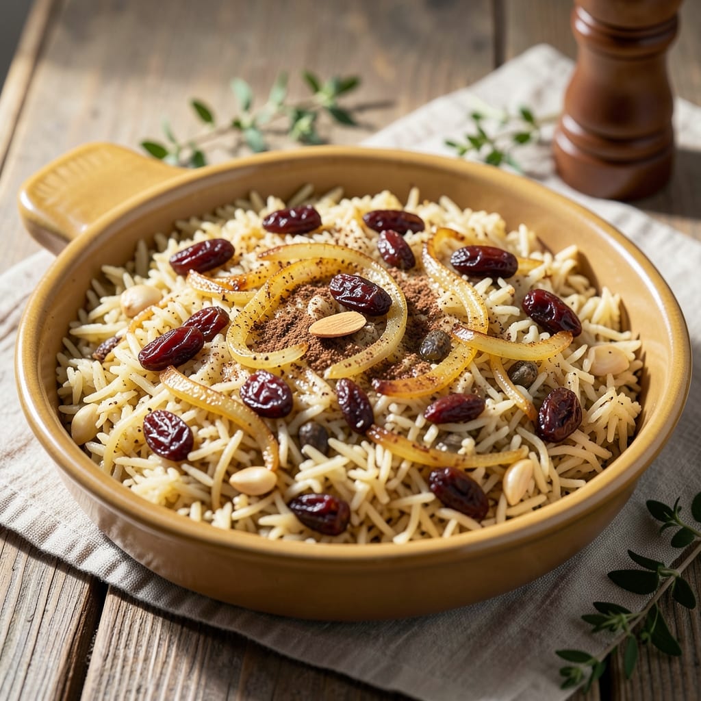 Arabic Rice With Raisins Recipe: Sweet-Spiced Golden Grains in One Pot