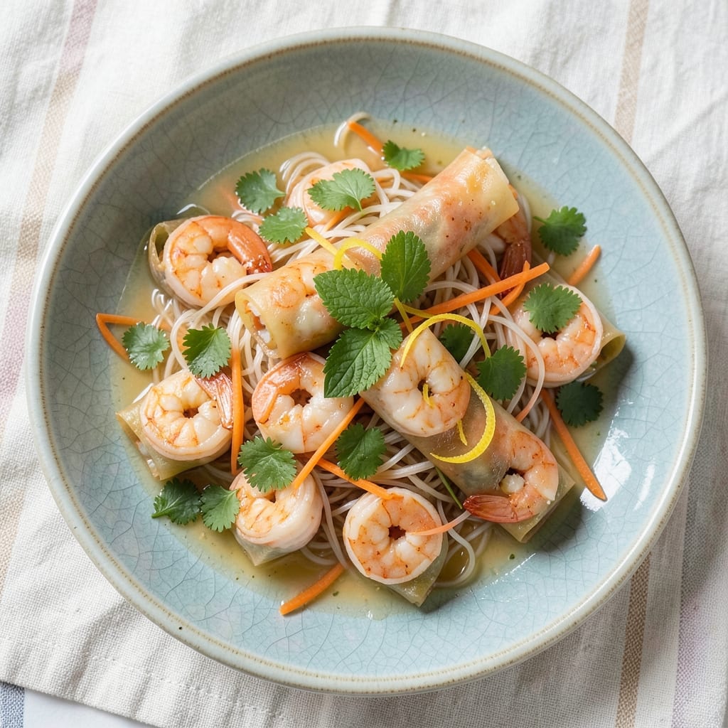 Asian Rice Paper Rolls Recipe: Fresh Herb and Shrimp Crunch Wraps