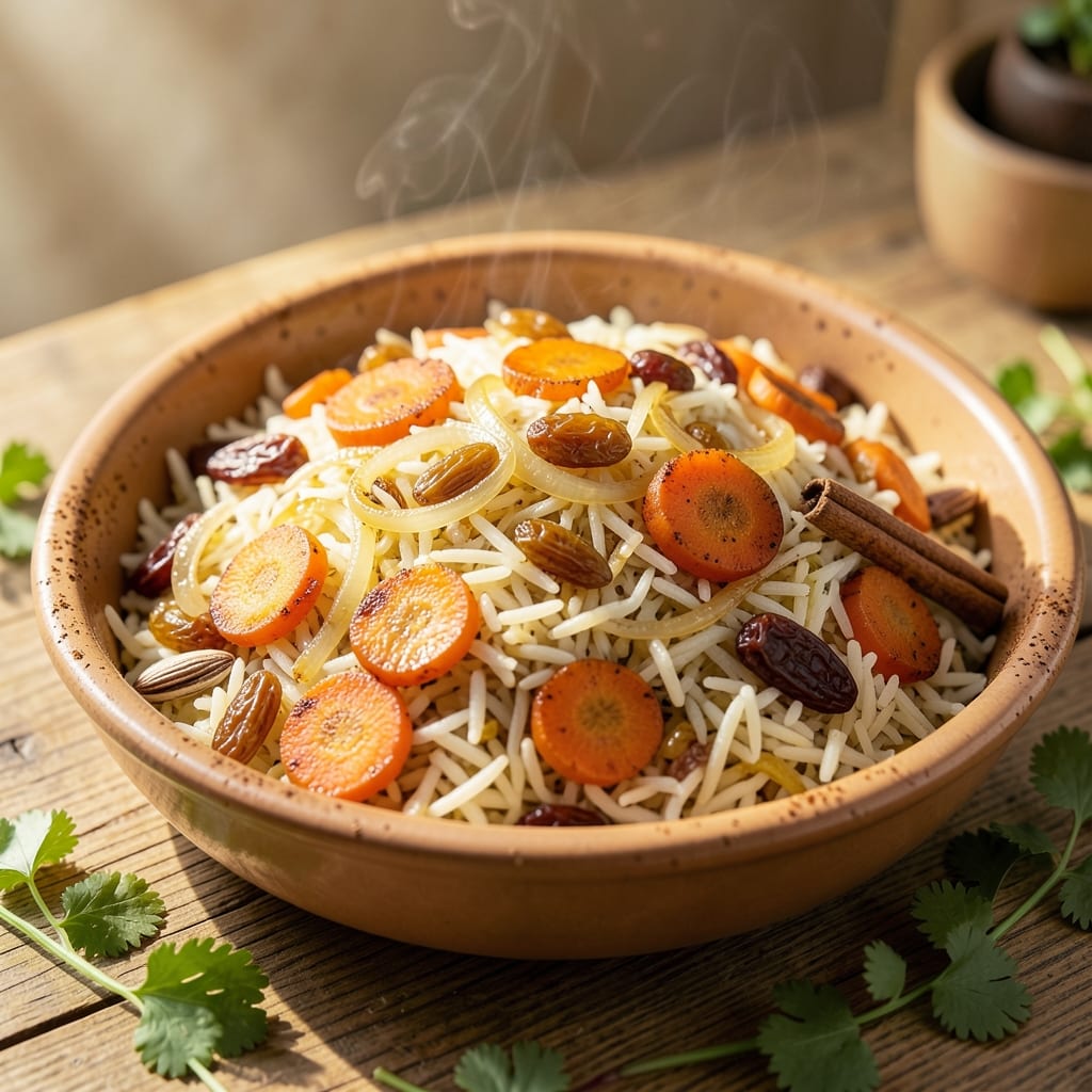 Afghani Rice with Carrots and Raisins Recipe: Spiced Pilaf with Sweet-Tart Bites