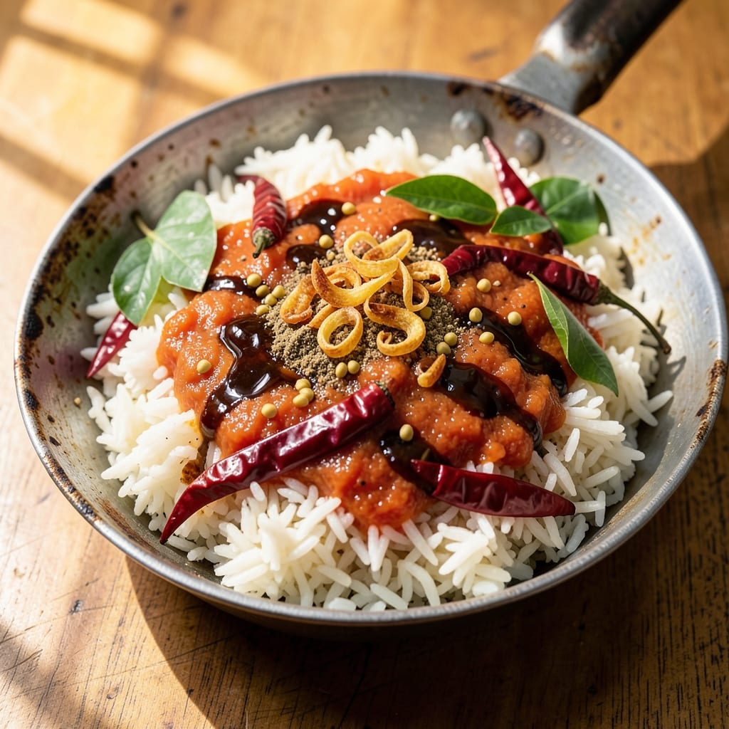 Andhra Tomato Rice Recipe: Tamarind-Kissed Spice and Crispy Rice Fusion